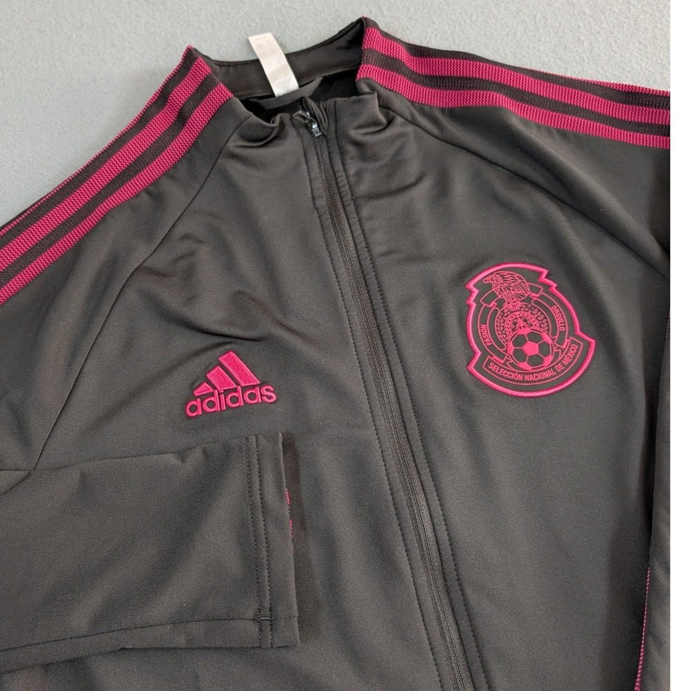 Adidas Mexico National Team Soccer Track Jacket Black Pink Mens Small FMF Zip Up